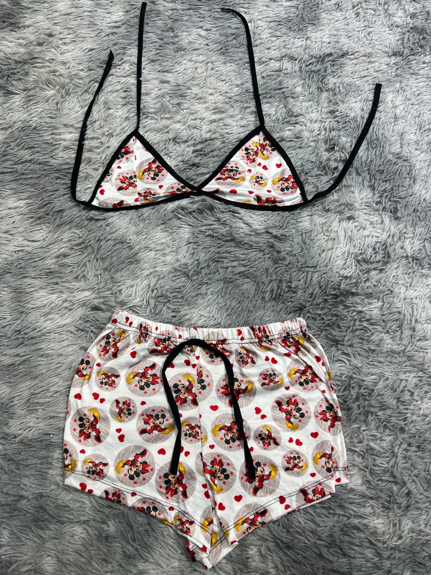 Mickey y mini mouse blanco Top con short unitalla de brush