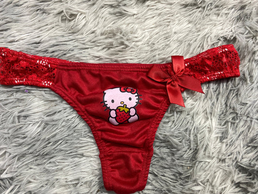 Hello kitty color rojo Tanga de dama gruesa