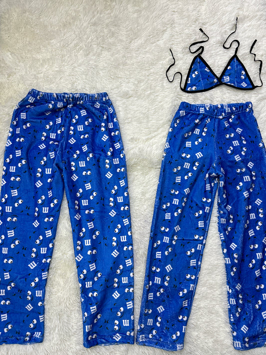 M&M azul pijama afelpada duo