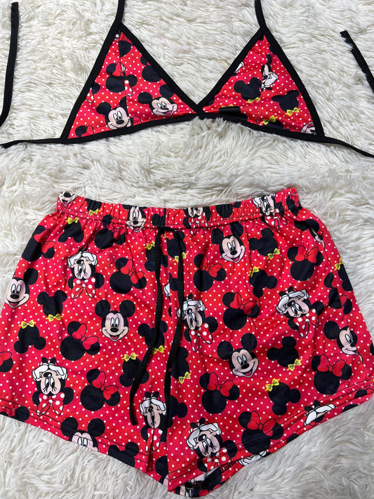 Mickey Mouse Rojo Top Con Short Unitalla De Brush