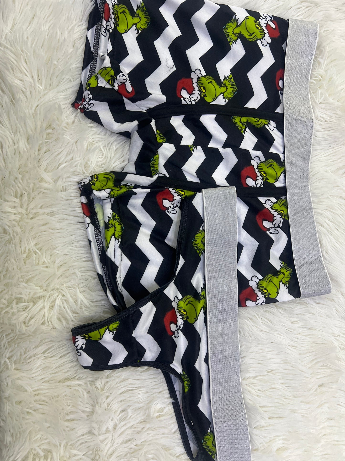 Grinch Rayas Blanco duo unitalla con tanga