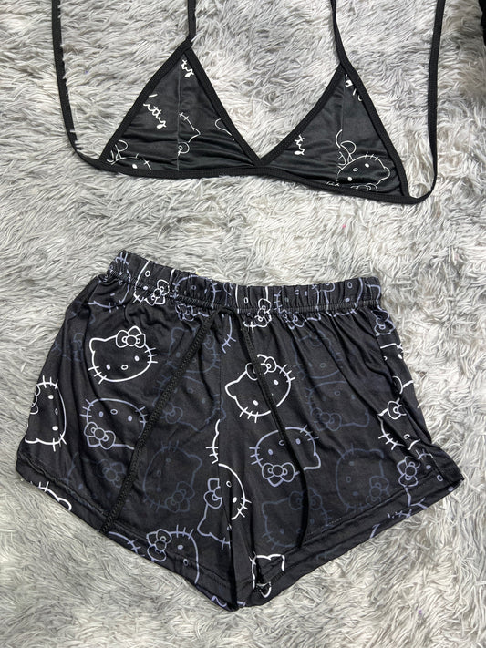 Hello kitty negro  Top con short unitalla de brush