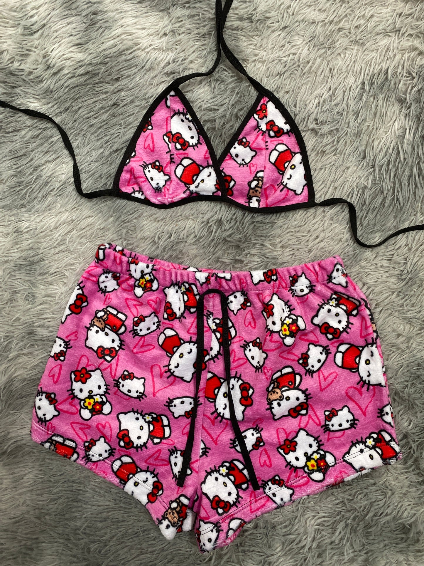 Hello kitty Flores Top Con Short Unitalla De afelpado