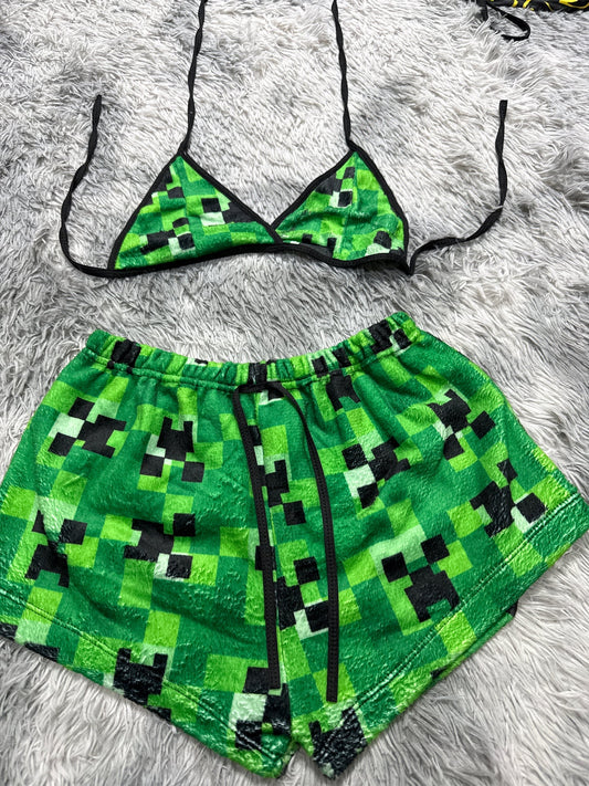 Minecraft Top con short unitalla de afelpado
