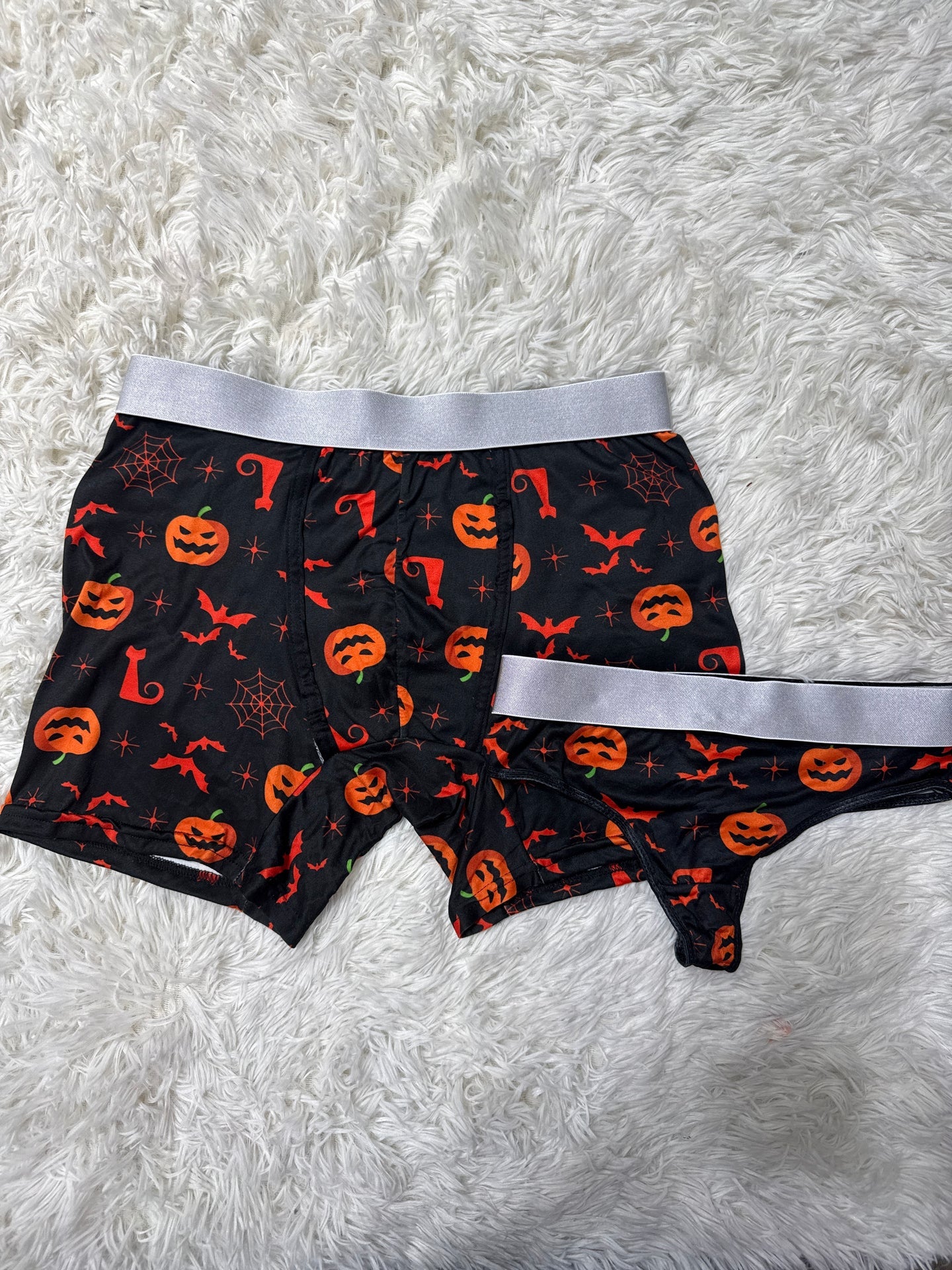 Halloween naranja con fondo negro duo de boxer con tanga