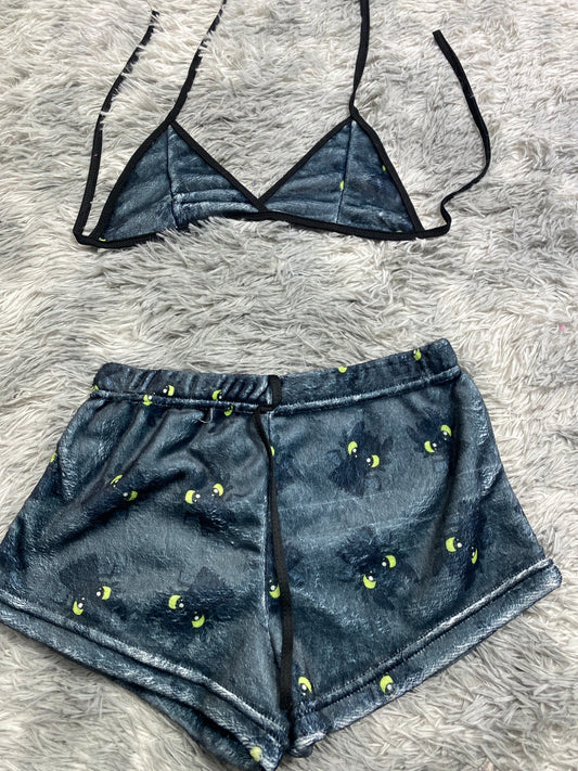 Chimuelo fondo negro Top con short unitalla de afelpado
