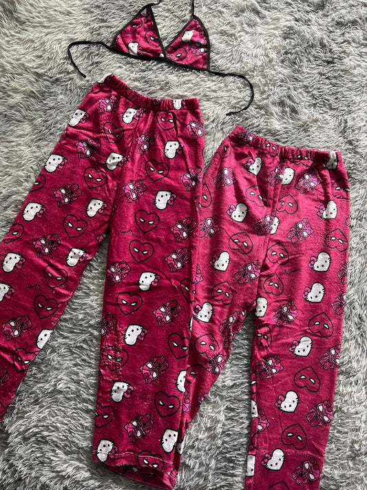 Spiderkitty guinda duo de pijama afelpada