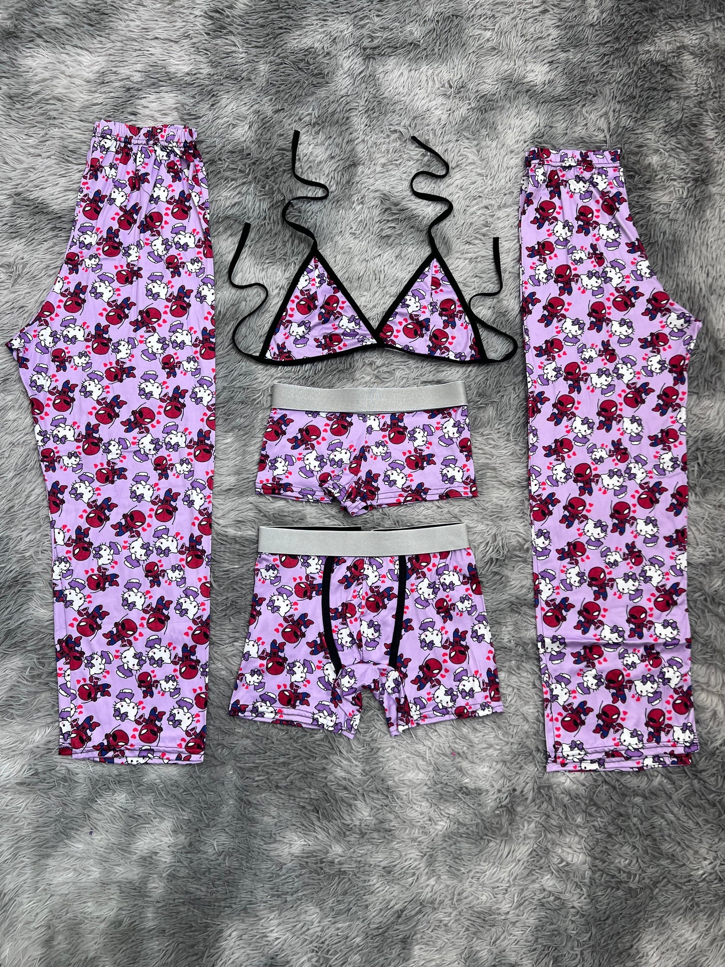 spiderkitty morado pijama 5 piezas