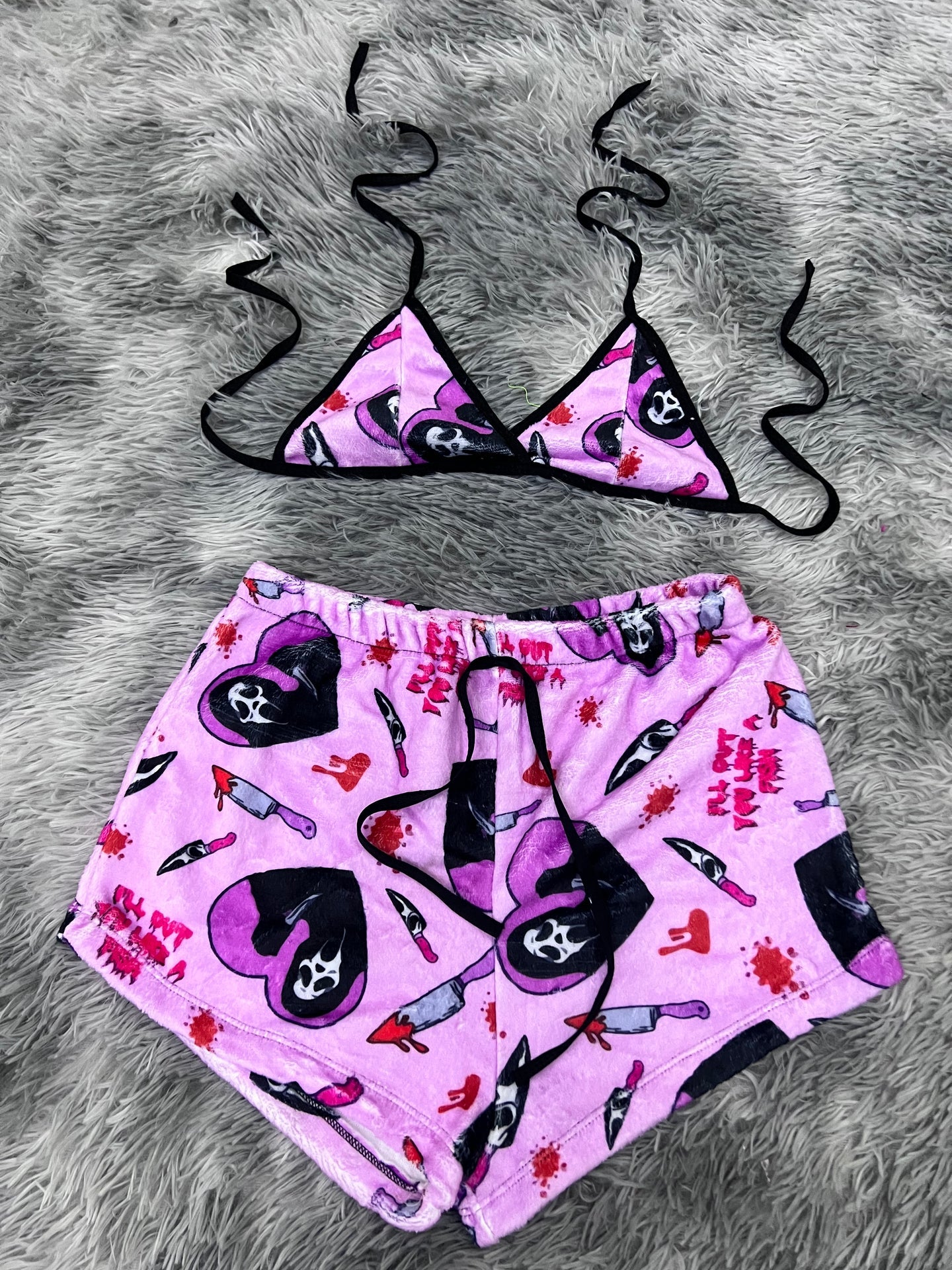 ghost face rosa  Top con short unitalla afelpada