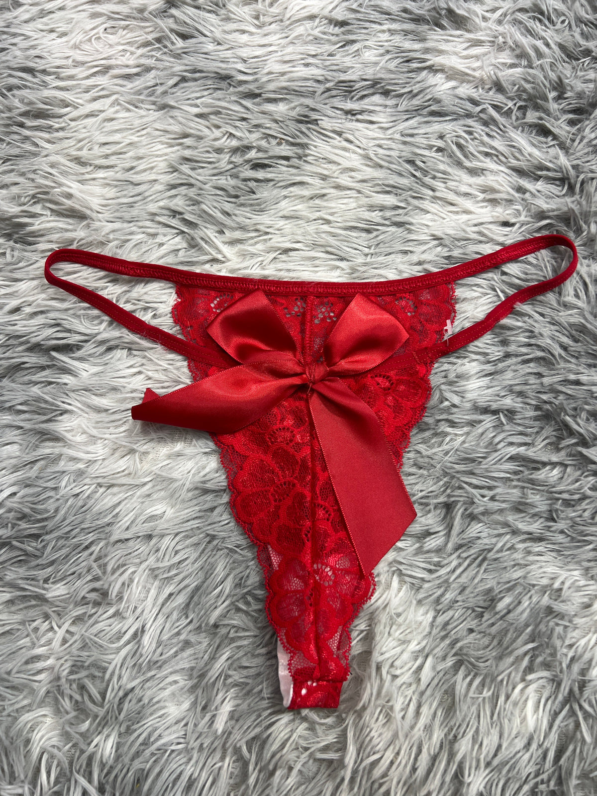 Moño Grande Rojo Tanga De Dama