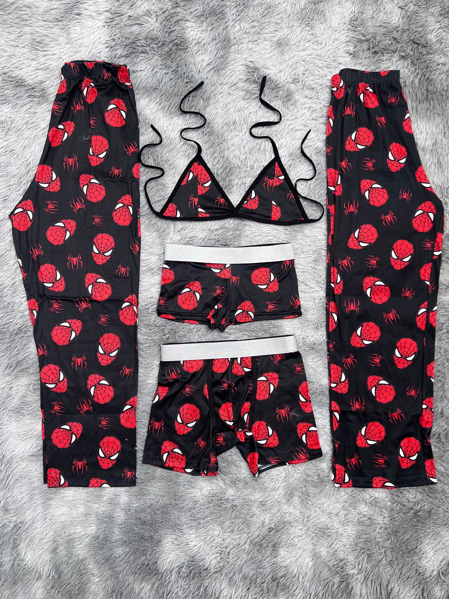 spiderman araña fondo negro pijama 5 piezas