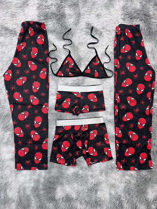 spiderman araña fondo negro pijama 5 piezas