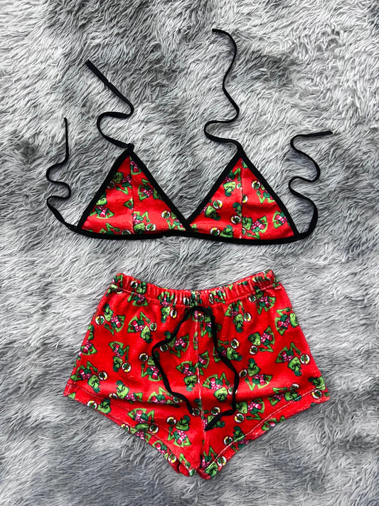 Grinch No Navidad Top Con Short Unitalla De Afelpado
