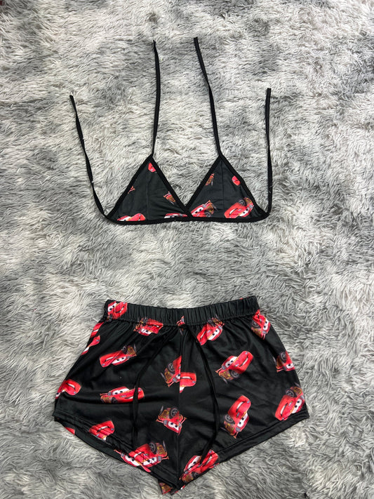 Rayo macqueen negro Top con short unitalla de brush