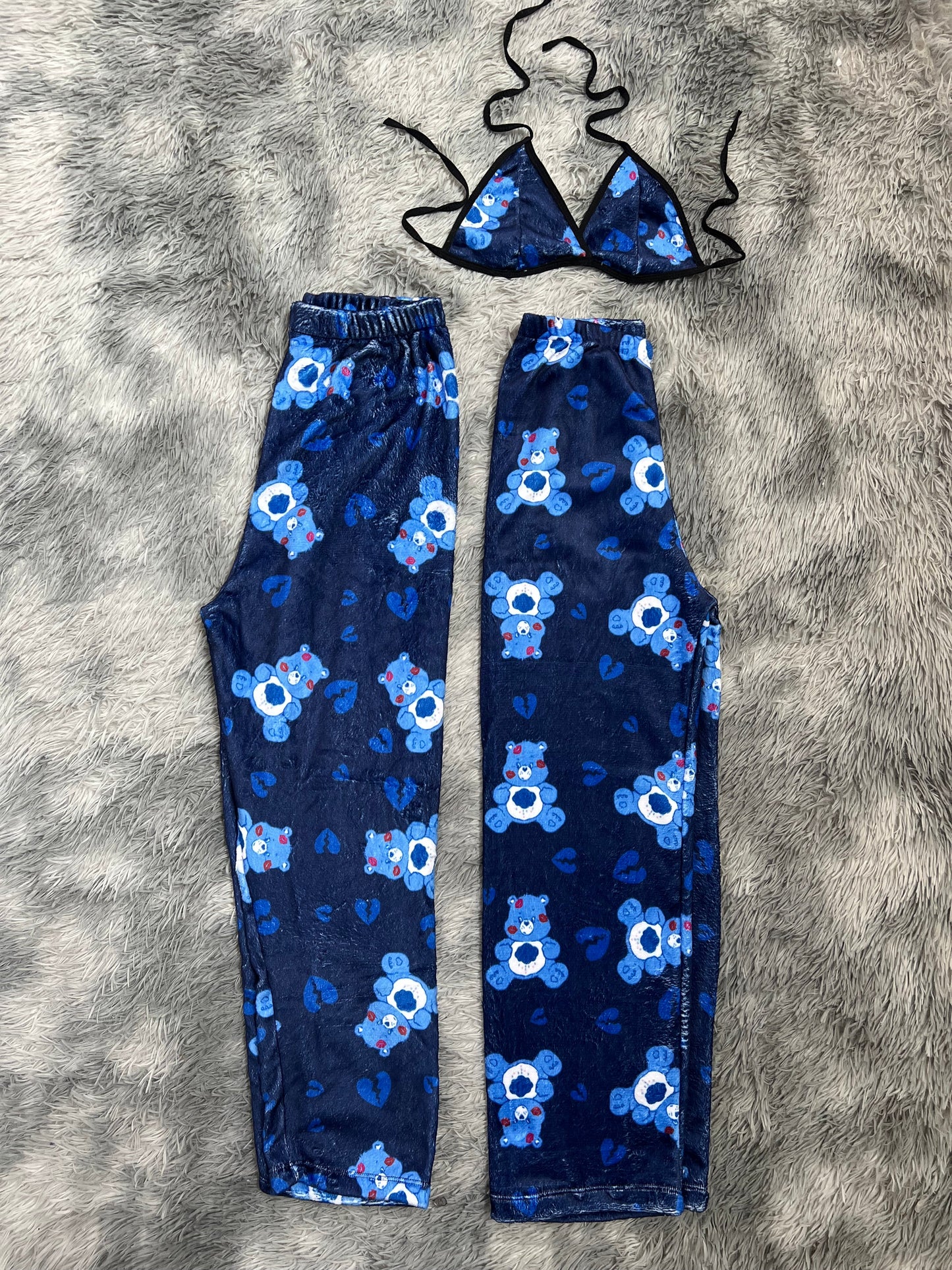osito cariñosito azul Duo de pijama afelpada.