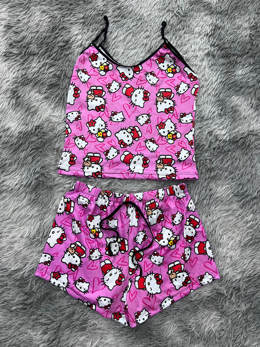 Corazones Hello Kitty Con Peluche Fondo Top Con Short Unitalla De Brush