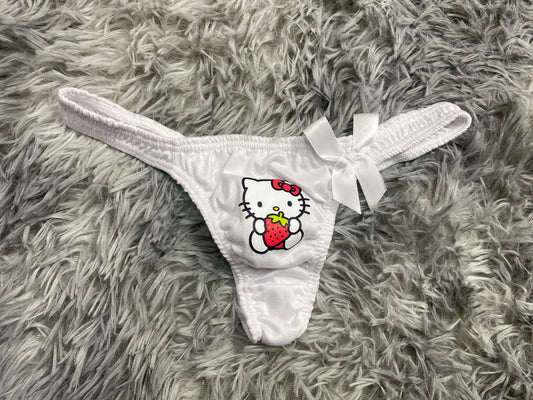 Hello kitty color blanco Tanga de dama gruesa