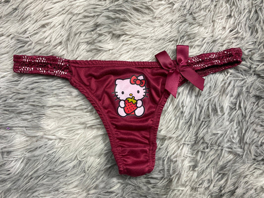 Hello kitty color vino Tanga de dama gruesa
