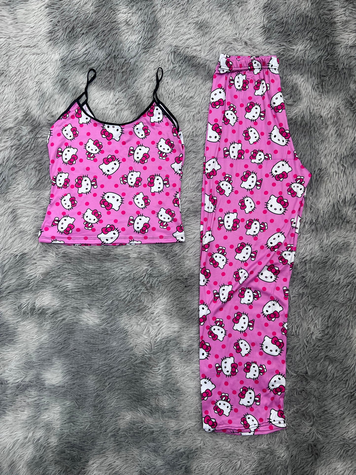 hello kitty puntos rosas Blusa con pantalón pijama de dama