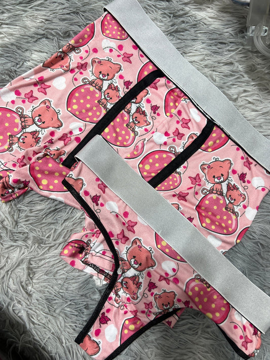 oso rosa dúo boxer con tanga unitalla