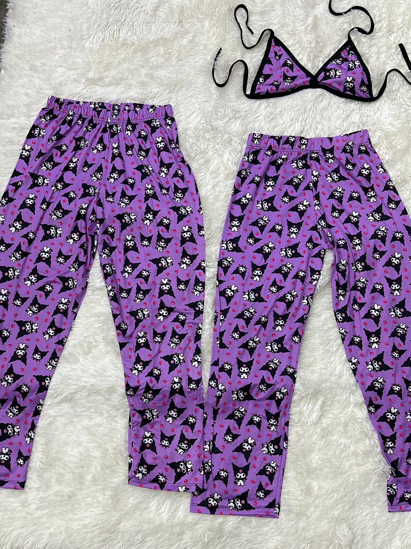 Kuromi Púrpura Pijama Cómodo Diseño Minimalista Para Dormir En Casa Duo de pijama 5 piezas