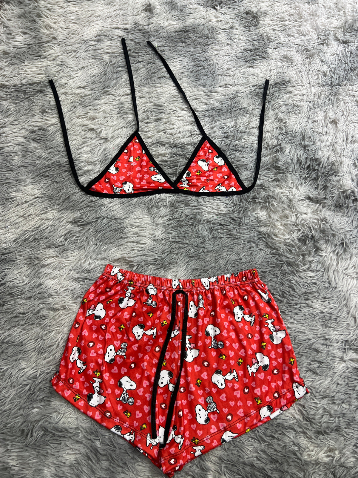 Snoopy Rojo Corazones Top Con Short Unitalla De Brush