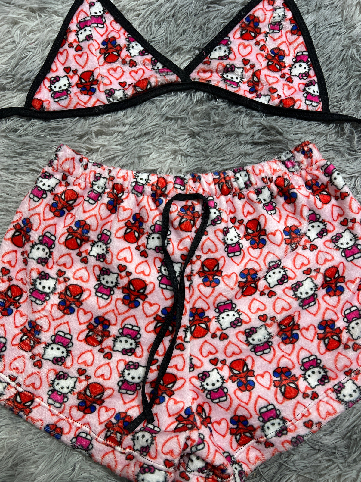 Spiderkitty Rosa Top Con Short Unitalla De Afelpado