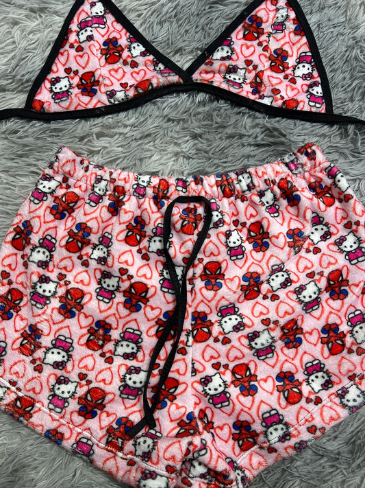 Spiderkitty Rosa Top con short unitalla de afelpado