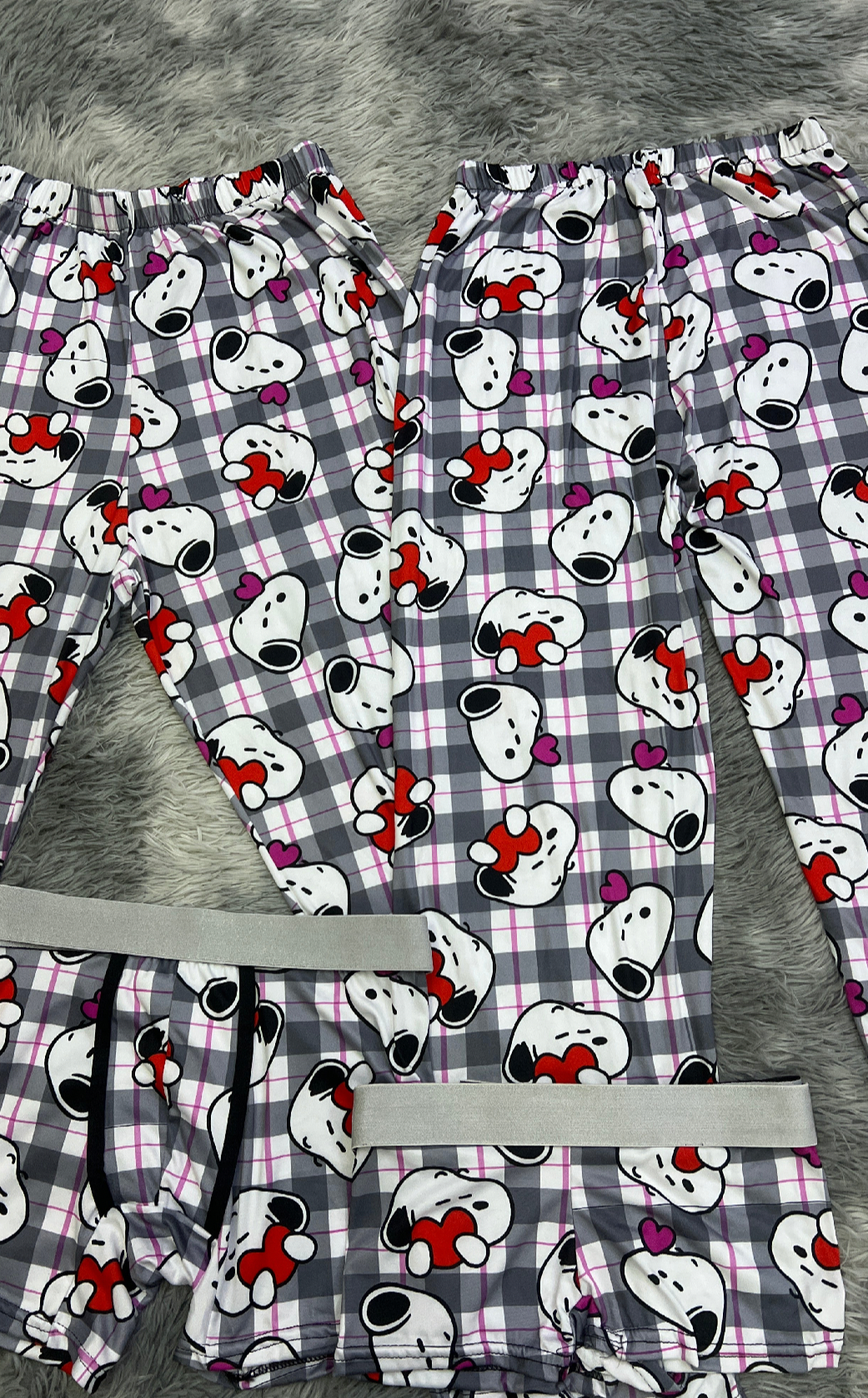 snoopy corazón y cuadros pijama 5 piezas