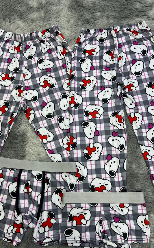 snoopy corazón y cuadros pijama 5 piezas