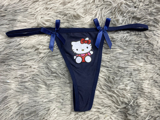 Hello kitty azul Rosa Tanga de dama delgada