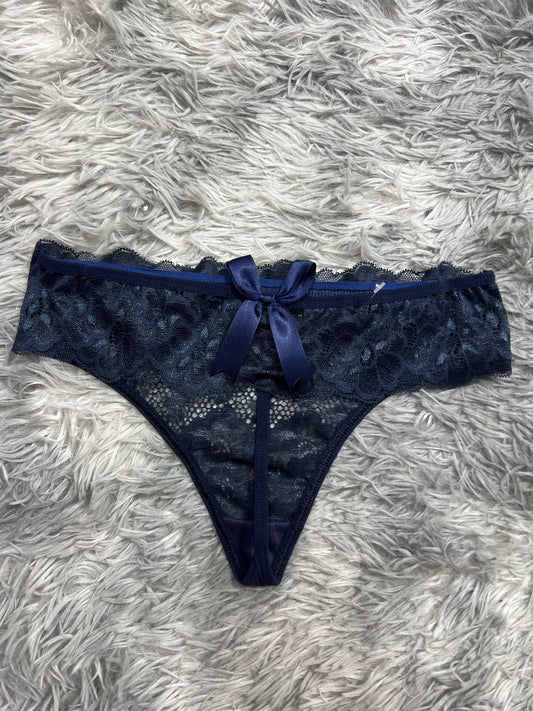 tanga de dama moño atrás azul marino