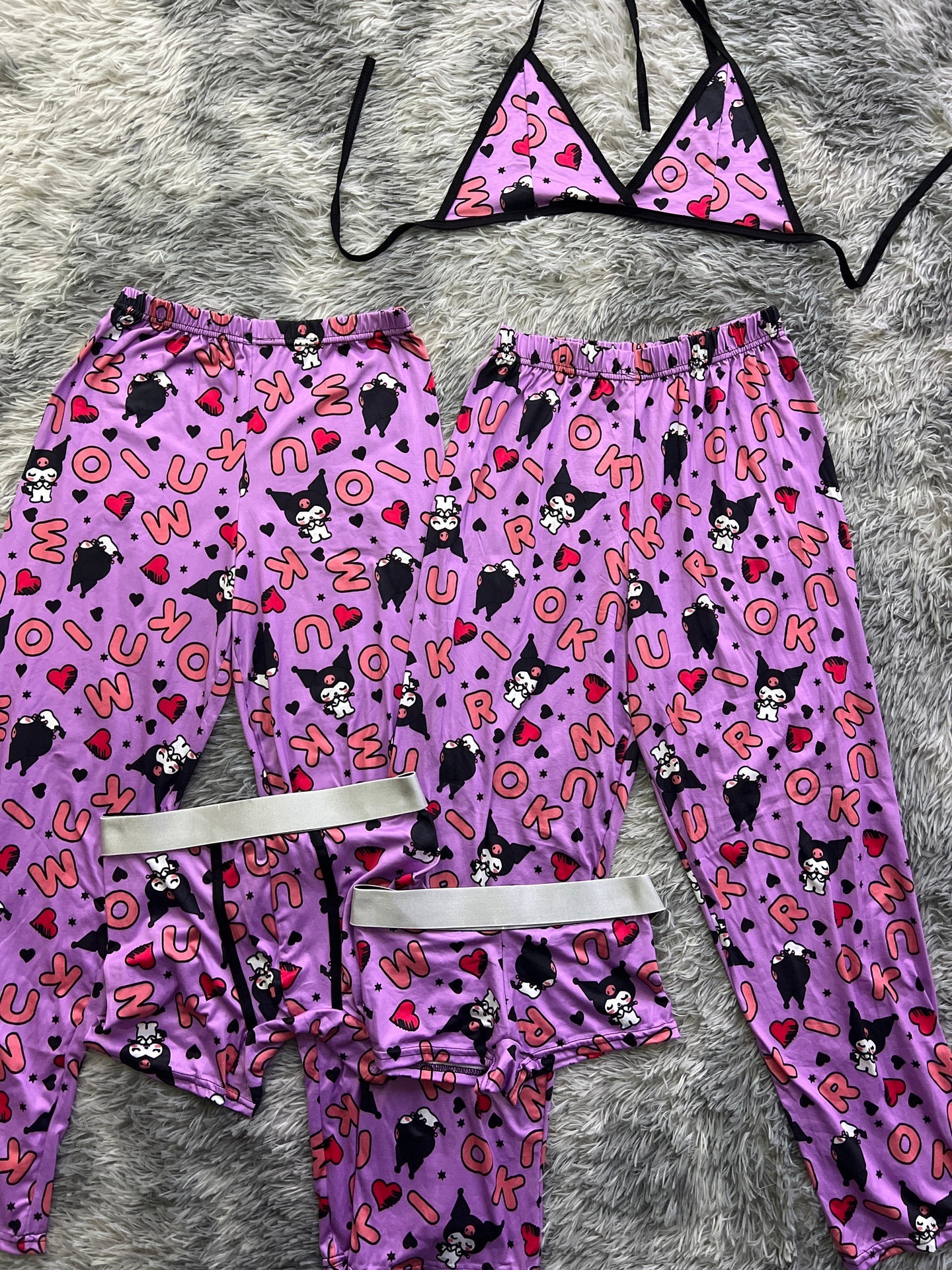 Kuromi Print Black 5 piece pajama set