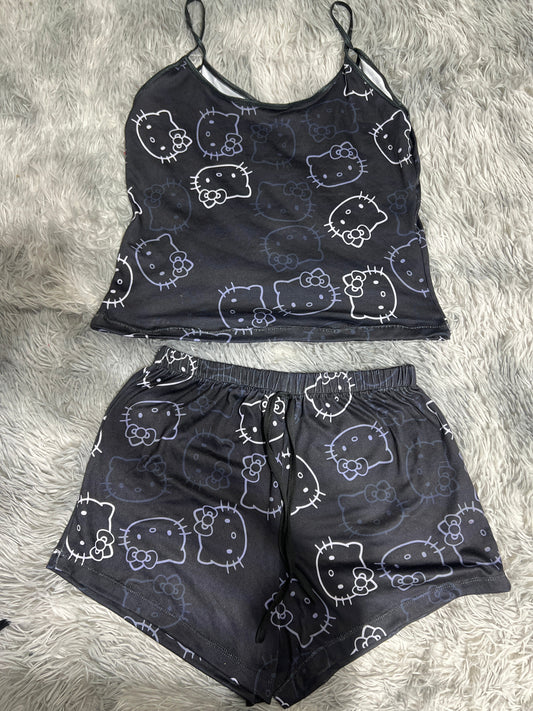 Hello Kitty Negro Blusa Con Short
