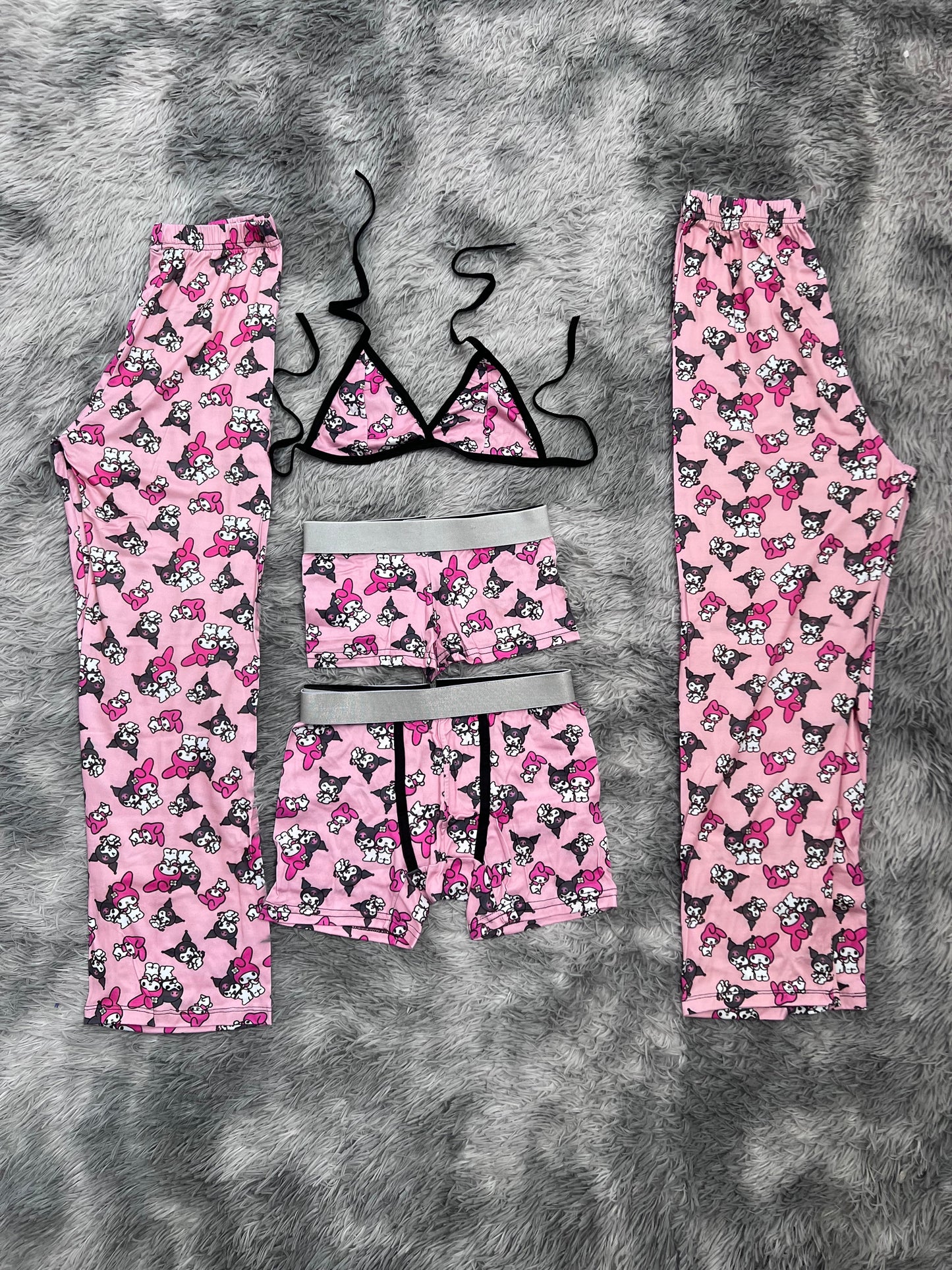 my melody y kuromi fondo rosa pijama 5 piezas