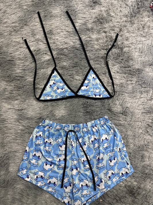 Vaca azul Top con short unitalla de brush