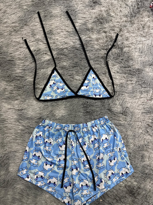 Vaca azul Top con short unitalla de brush