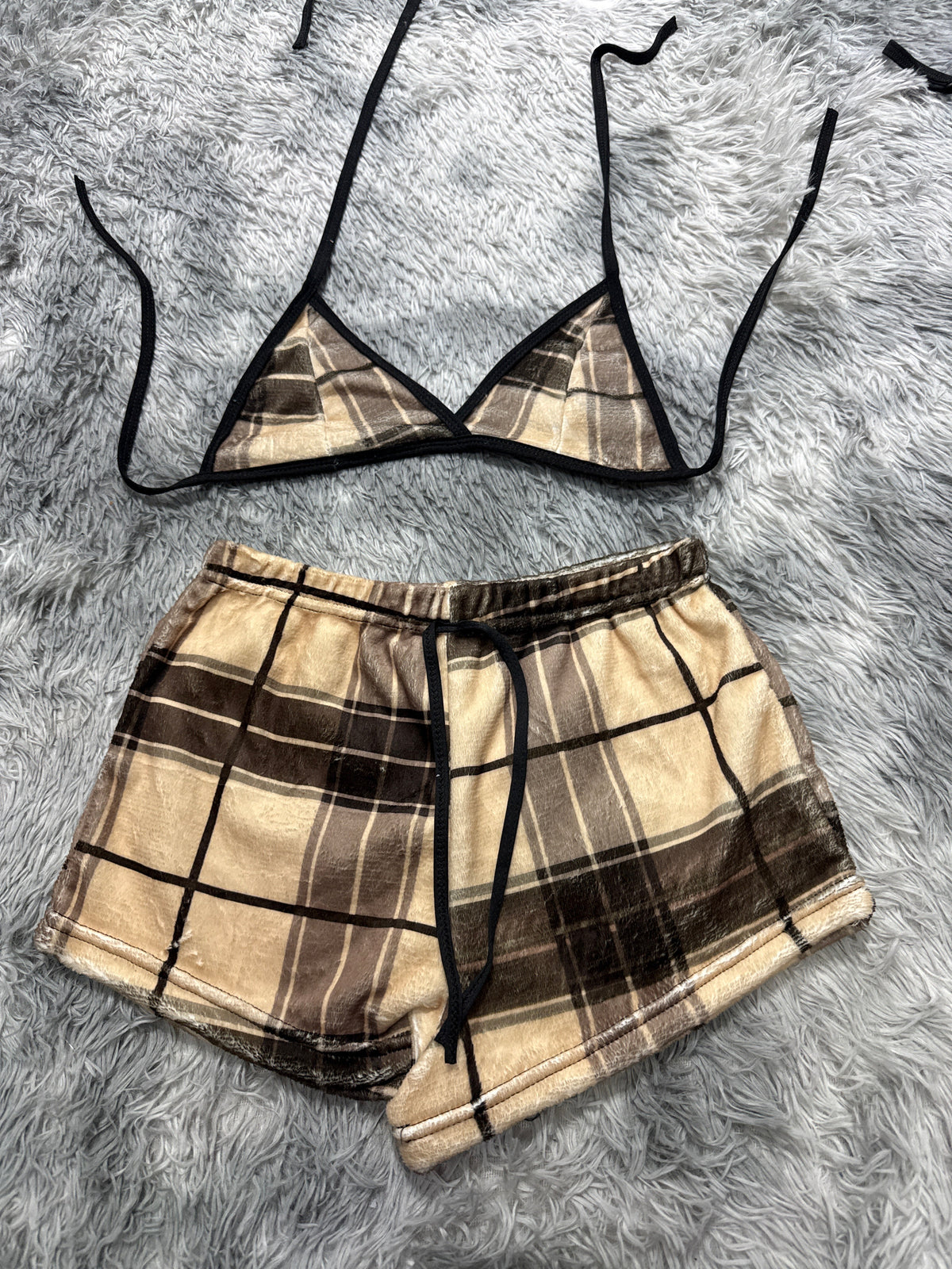 Cuadros Cafés Top Con Short Unitalla De Afelpado