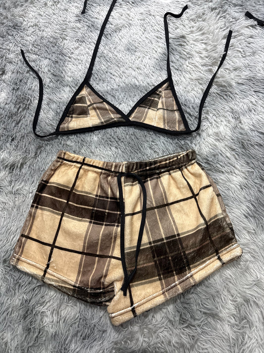 Cuadros cafés Top con short unitalla de afelpado