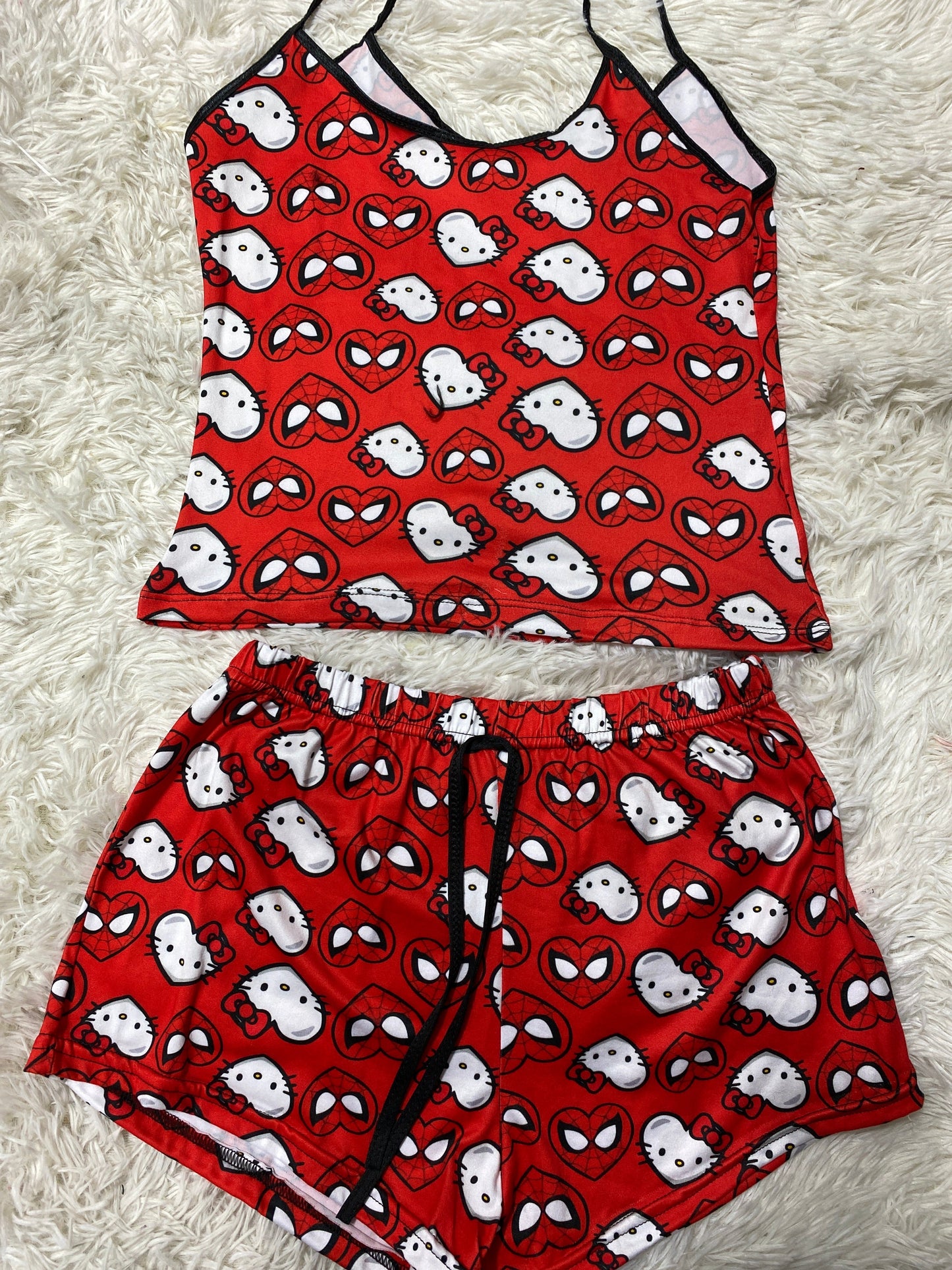 Spider kitty rojo blusa con short