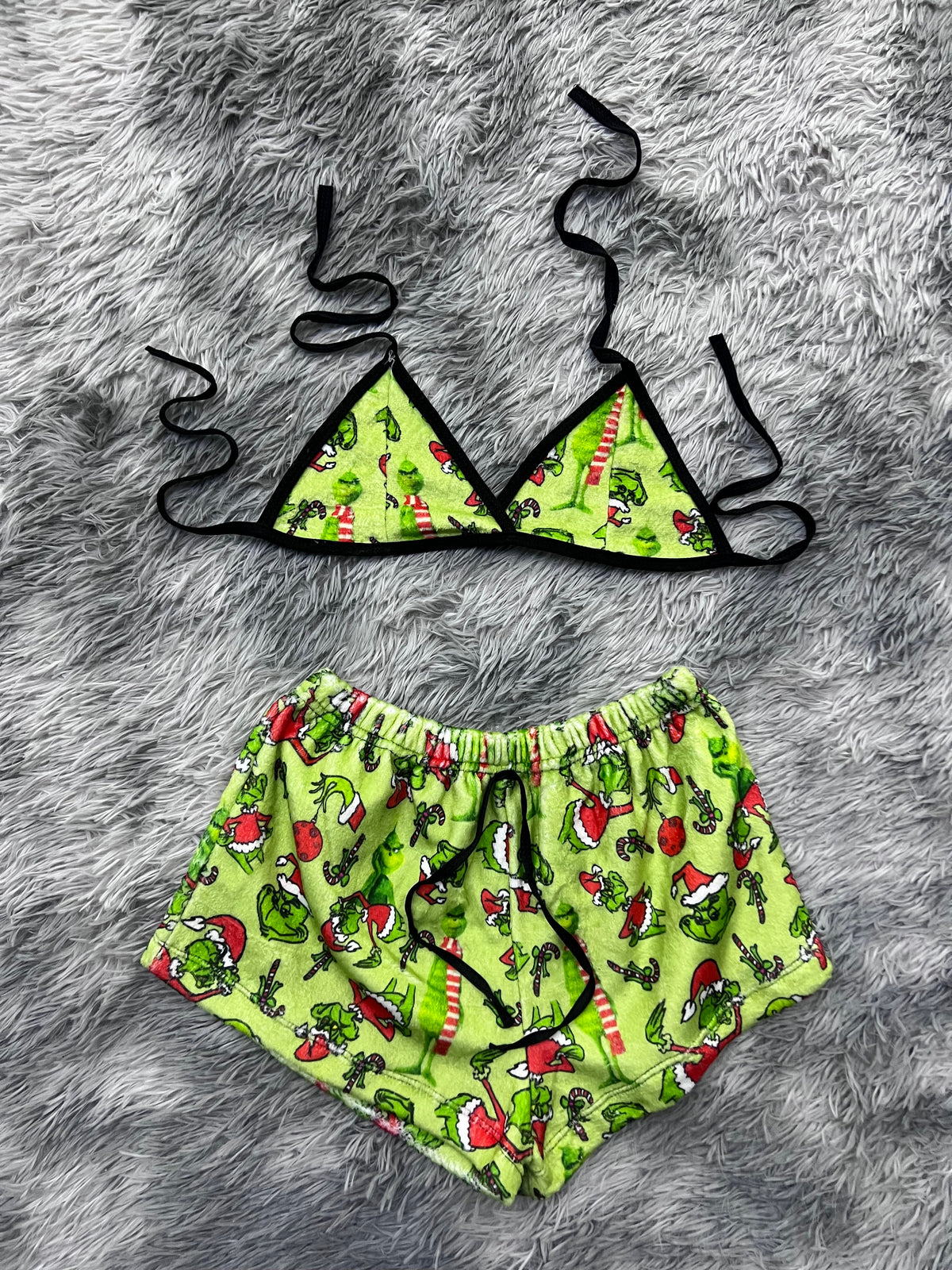 Grinch Navidad Verde Top Con Short Unitalla De Afelpado