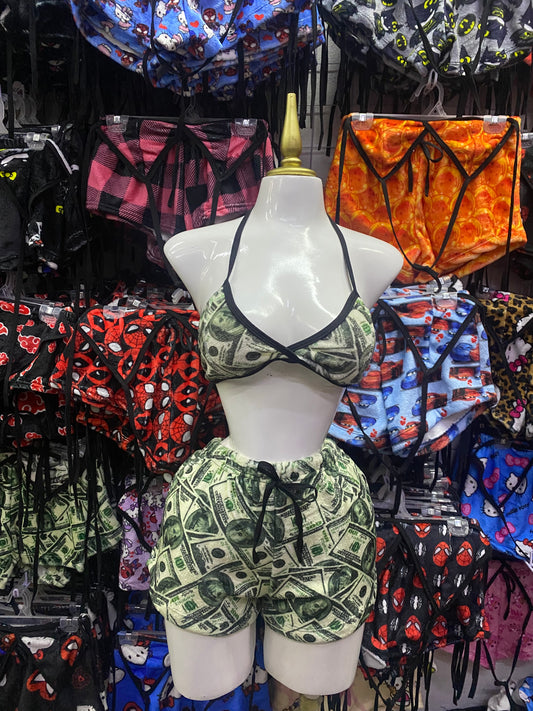 Dolares Pijama de dama short con top individual de dama afelpado