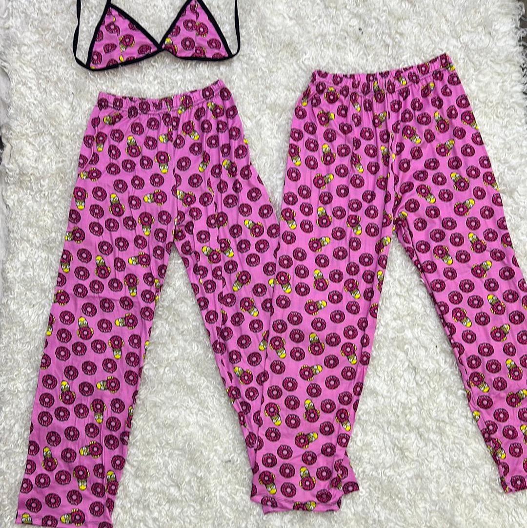 Homer donuts background pink 5 pcs pajama duo - Fundies