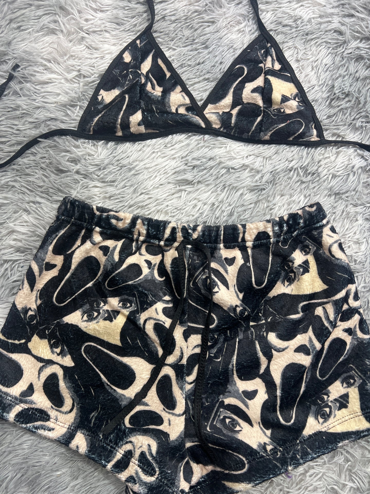 Scream negro Top con short unitalla de afelpado