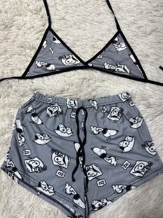 Snoopy Gris Top Con Short Unitalla De afelpado