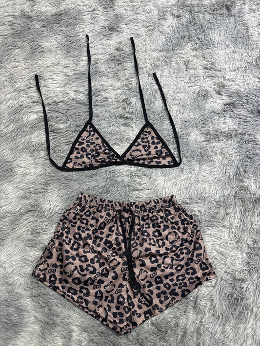 Leopardo hello kitty café Top con short unitalla de brush