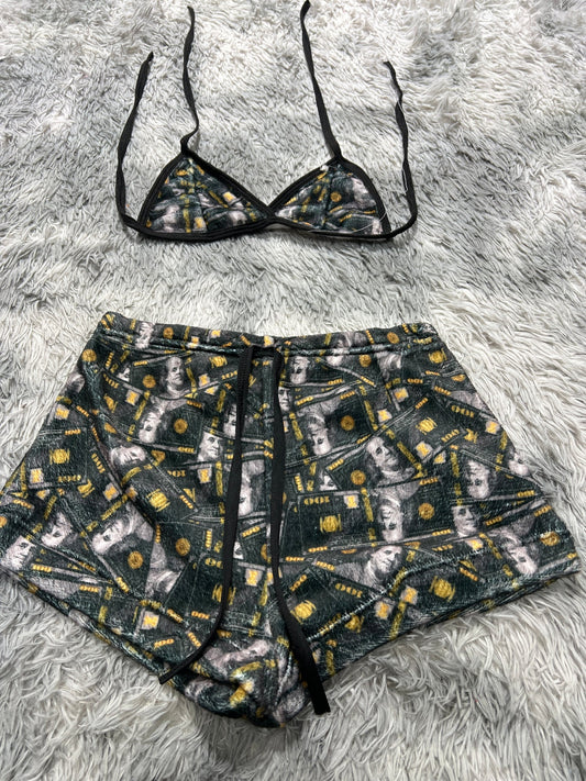 Dólares dorado  Top con short unitalla de afelpad