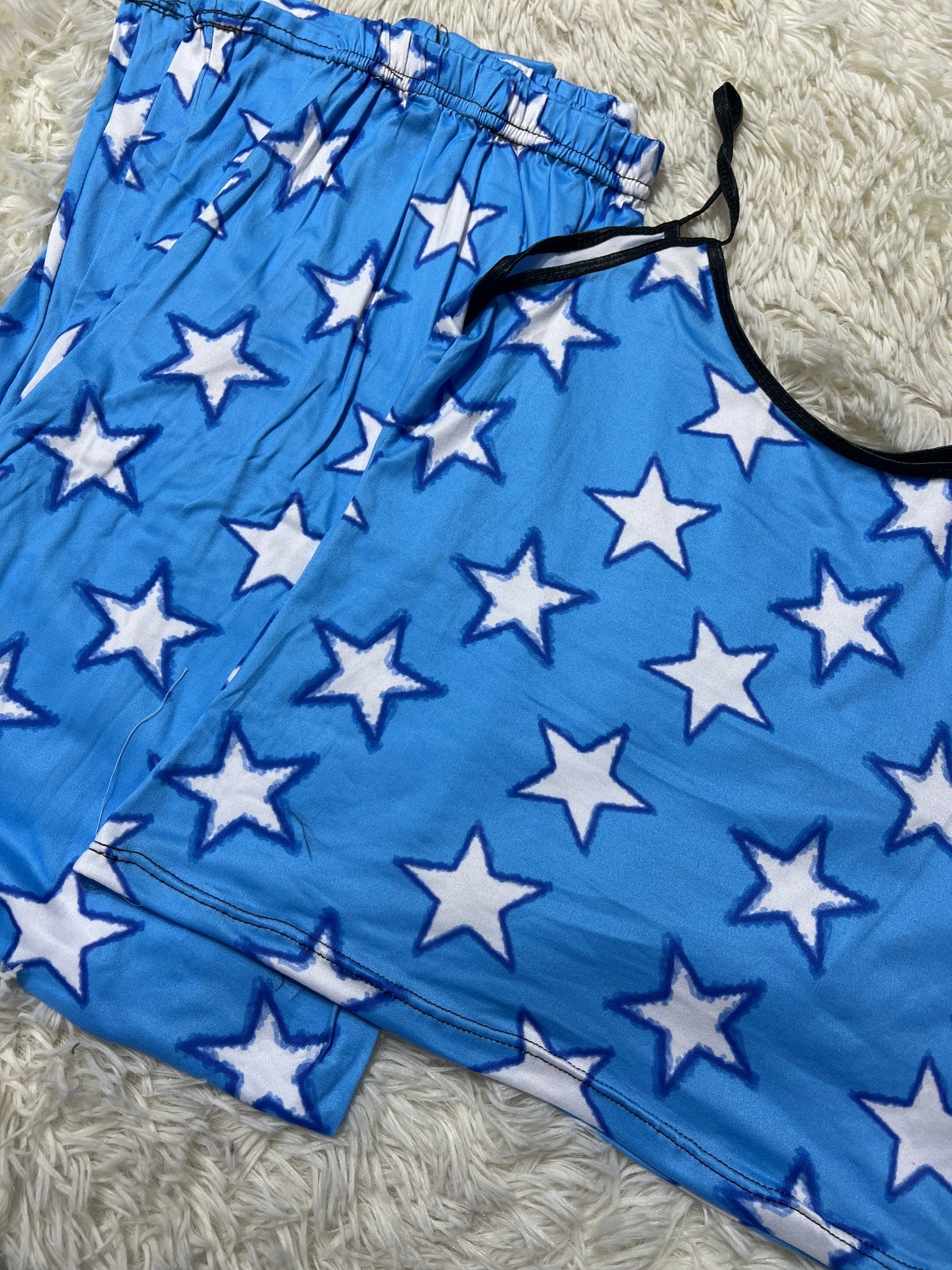 Estrellas azules blusa con pantalón pijama de dama