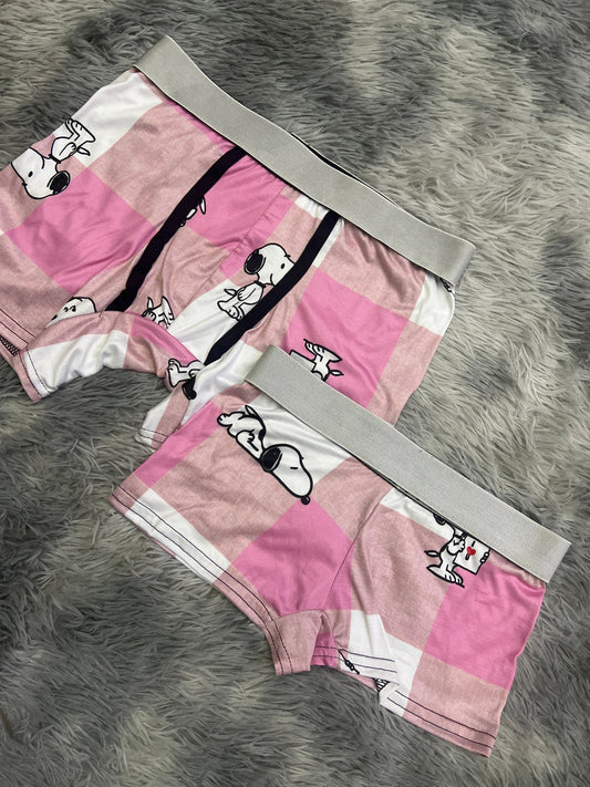 Snoopy A Cuadros Rosa Duo Unitalla Con boxer.