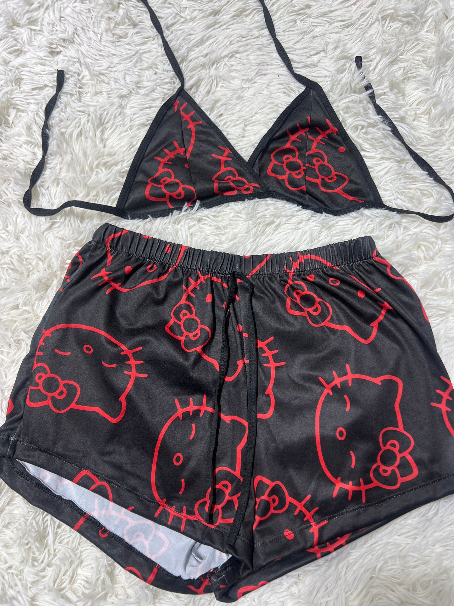 hello kitty caras rojas  top con short unitalla de brush